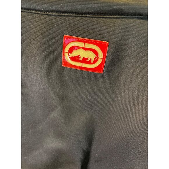 Vintage 90s Ecko Unltd Black Shiny Nylon Arm Patch Full Zip Jacket Sz M - Picture 8 of 12